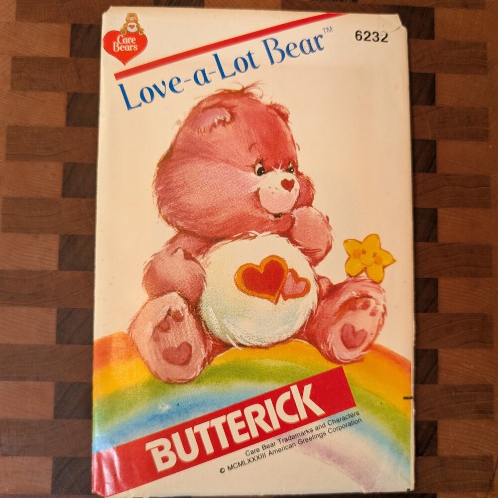 VINTAGE Butterick 6236 - Uncut - Love-a-Lot Bear - Care Bears - circa 1983